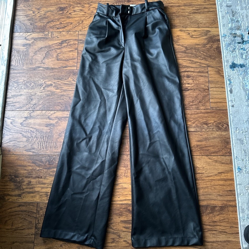 H&M Black Faux Leather Trousers